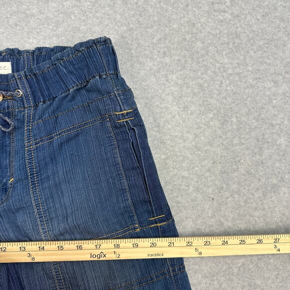Free People Jeans We The Free Angelo Cargo Pants Sz S Blue Denim Pull-On Boho - Picture 10 of 13